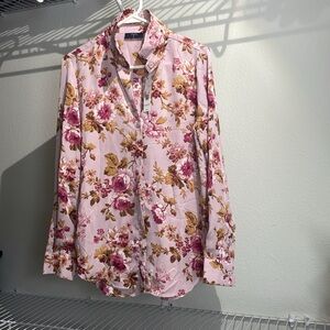 Tahari floral print button down shirt for women
